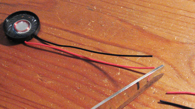 Now time to build your speaker. Cut off the last few inches of the speaker wires.